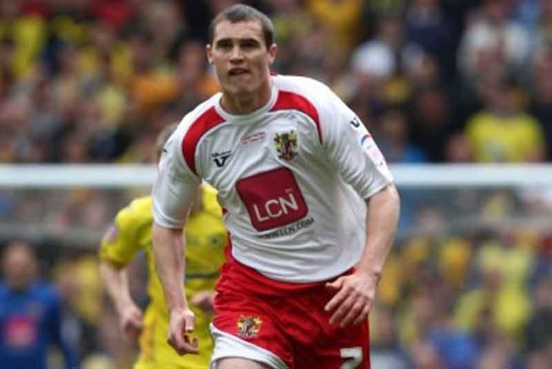 Darren Murphy in action against Torquay United in the League Two playoff final