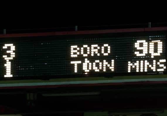 Revenge: The first meeting between Boro' and Newcastle had ended in controversy – and in their favour. Revenge was served in a more than convincing manner in front of the ESPN cameras in 2011; Boro' triumphing 3-1...