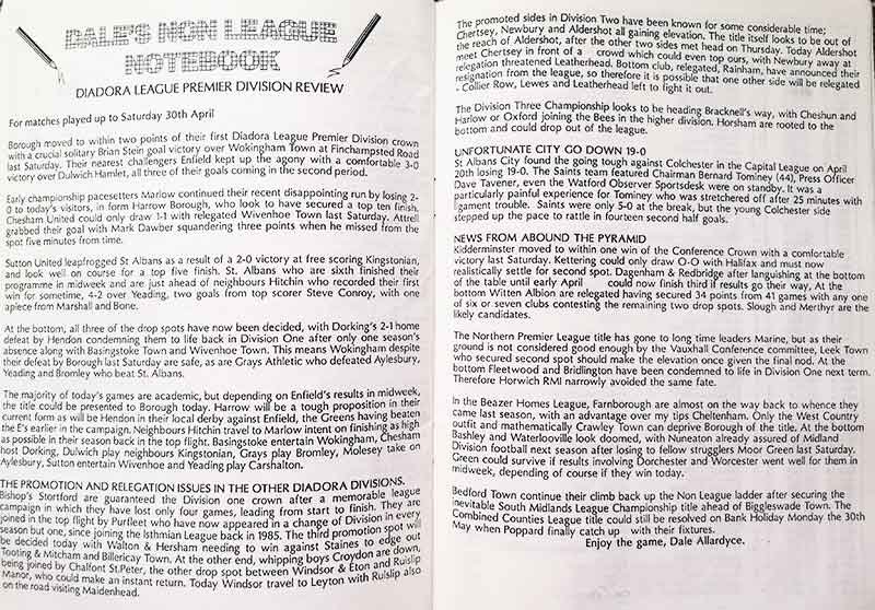 It's not all about Boro' in this programme as Dale Allardyce brings us the very latest from around the non-league circuit