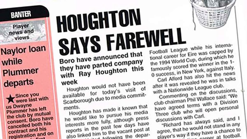With his career on the download by this point, Houghton had understandably looked off the pitch to earn a wage.