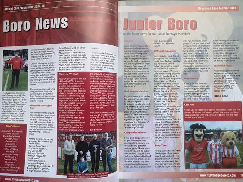Latest Boro' news from the programme vs Leigh RMI (2005)