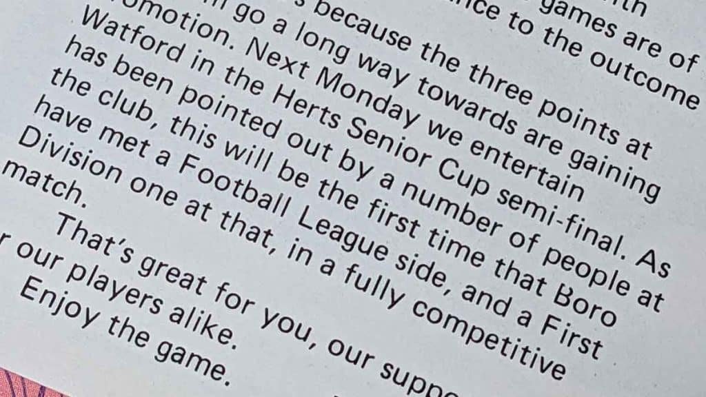Boro' had never played a Football League tie before this game...