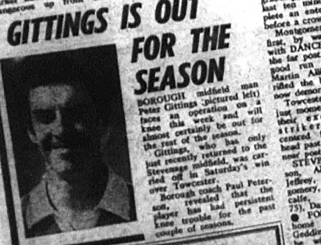 The 1980-1 campaign came to an early and abrupt end for Peter Gittings; a long-standing knee issue flaring up